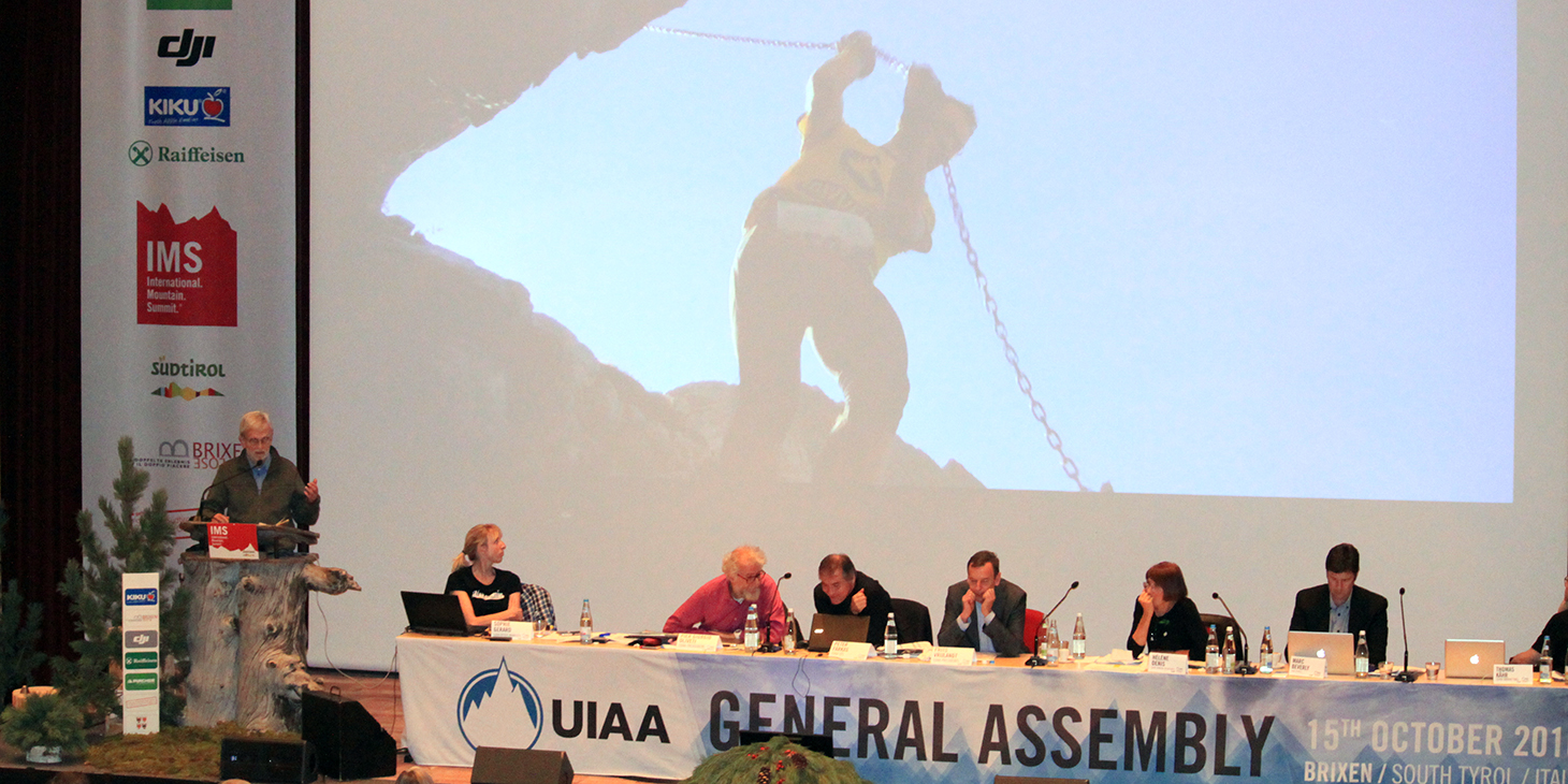 Silvio Calvi, ISF VP, UIAA General Assembly, Brixen. ©The UIAA