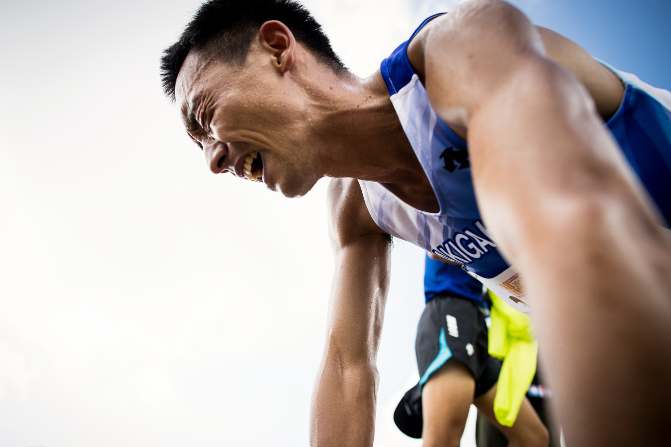 The effort of summiting the Zao Vertical Race. ©Sho Fujimaki